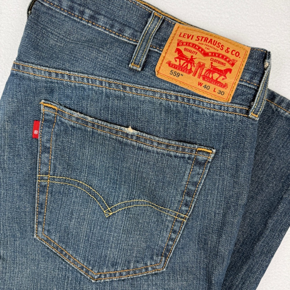 Levis 559 Relaxed Straight Jeans Mens 40x30 Medium Wash Blue Denim 00559-2765